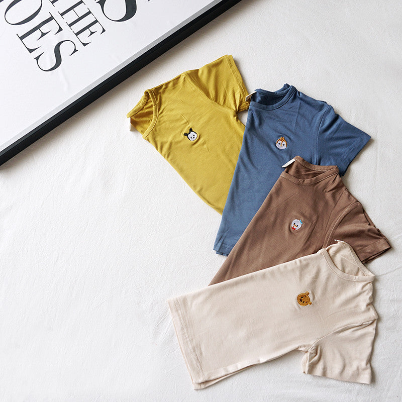 Baby Ice Silk T-Shirt For Boys And Girls Korean Style Tops
