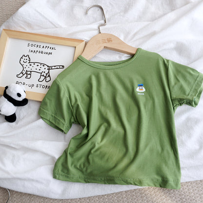 Baby Ice Silk T-Shirt For Boys And Girls Korean Style Tops