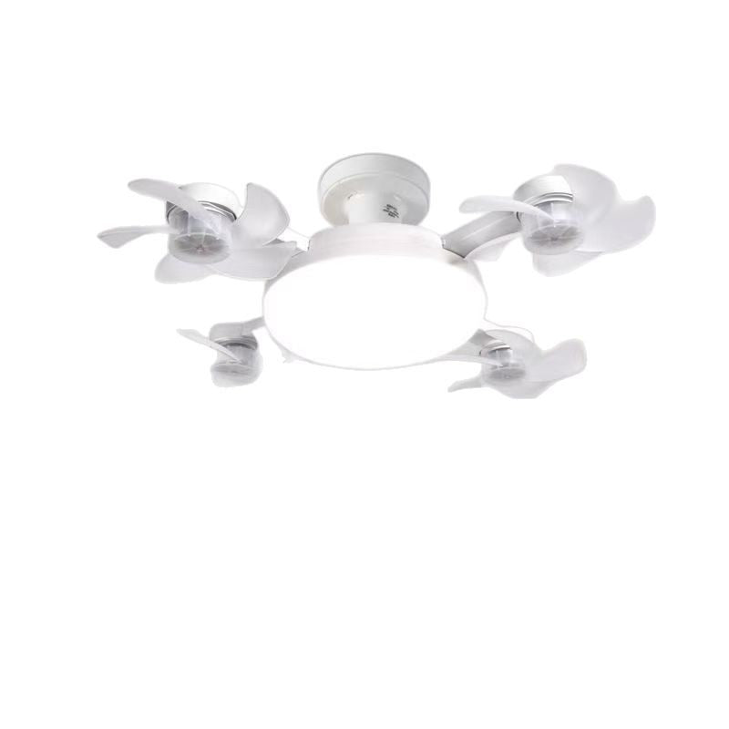 Ceiling light fixture with four white blades on a white background