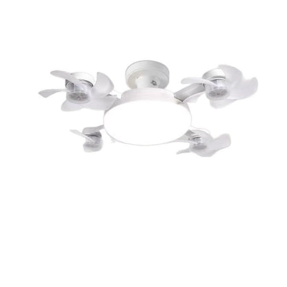 Ceiling light fixture with four white blades on a white background