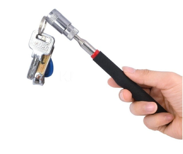 Hand holding a lock-picking tool on a white background
