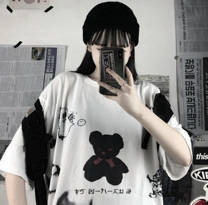 Ins Summer Female Loose  Graffiti Short Sleeve