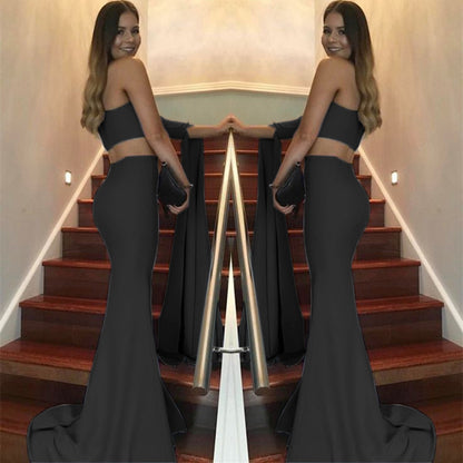 New One-shoulder Sleeve Exposed Navel Formal Dress