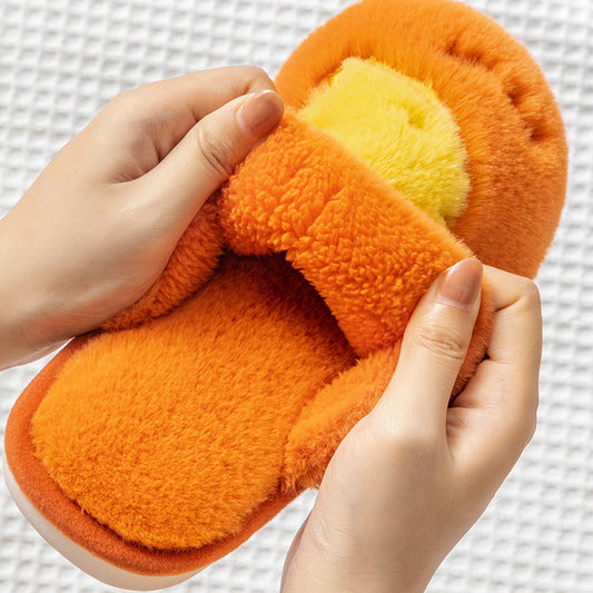 Bag heel thick-soled warm plush cotton slippers