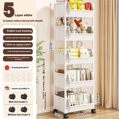 Floor Storage Rack Trolley Multi-layer Living Room And Bedroom With Wheels