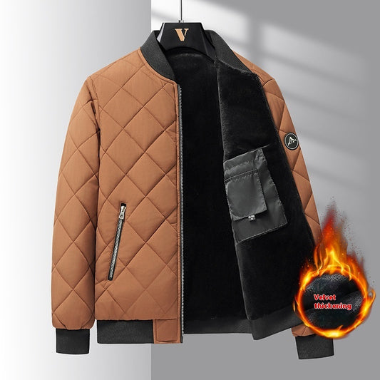 Fashion Rhombic-Sewing Design Cotton Coat