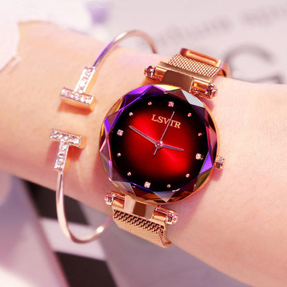 Rose Gold Women’s Starry Sky Magnet Strap Watch