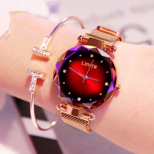 Rose Gold Women’s Starry Sky Magnet Strap Watch