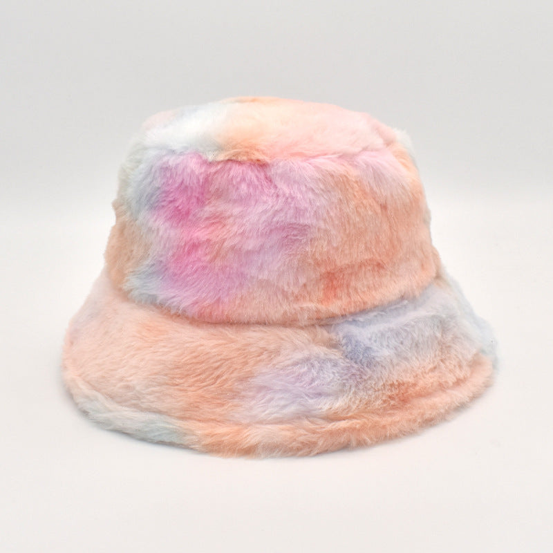 Women's Rainbow Rabbit Hair Fisherman Hat