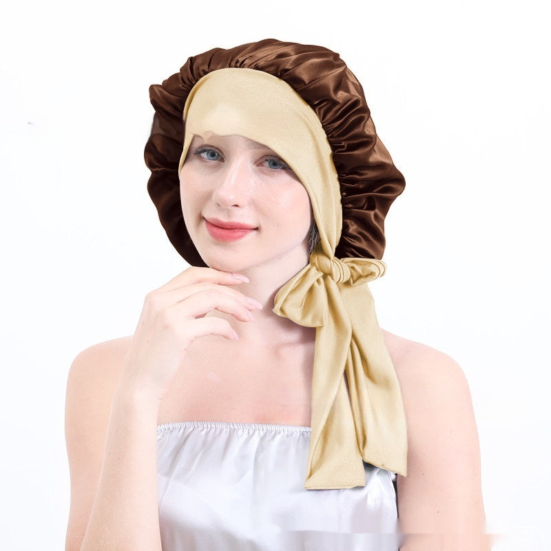 Extra Large Stretch European And American Solid Color Ladies Shower Cap