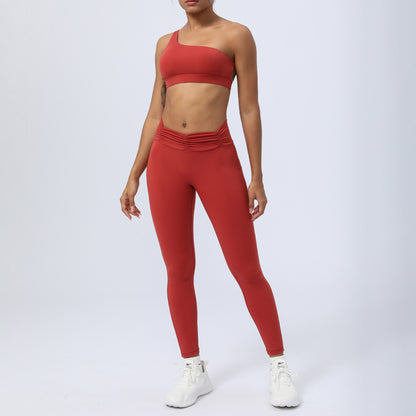 Women's Fitness Running Sports Pleated Yoga Clothes Suit