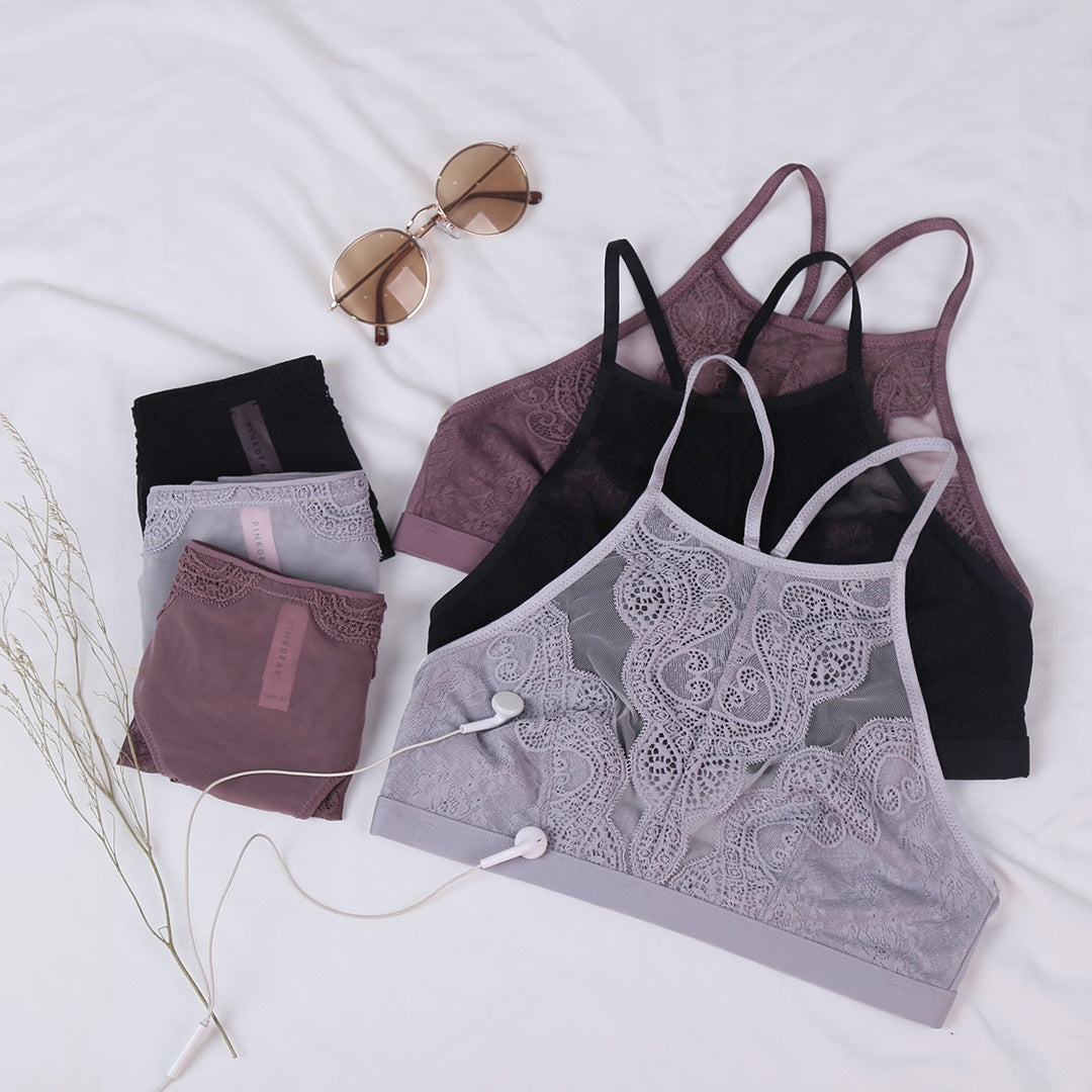 Comfortable Ultra-Thin Bra Set with Embroidery and Jacquard