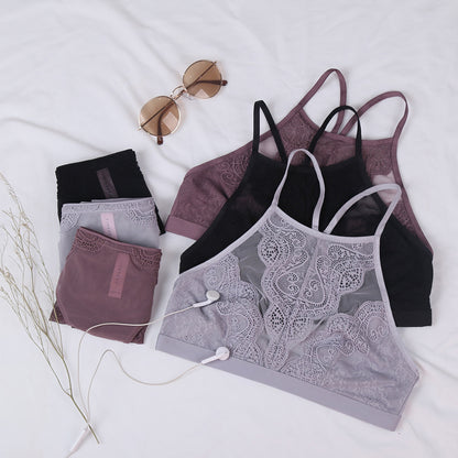 Comfortable Ultra-Thin Bra Set with Embroidery and Jacquard