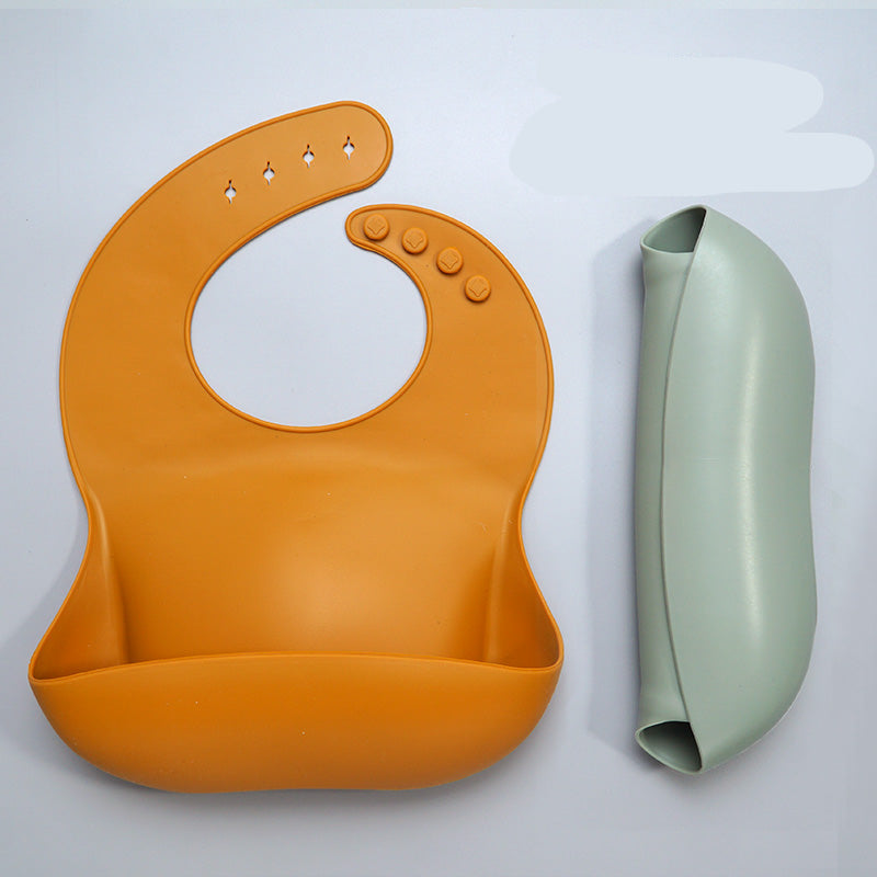 Soft Waterproof Silicone Baby Bib with Food Catcher, Baby Silicone Bib