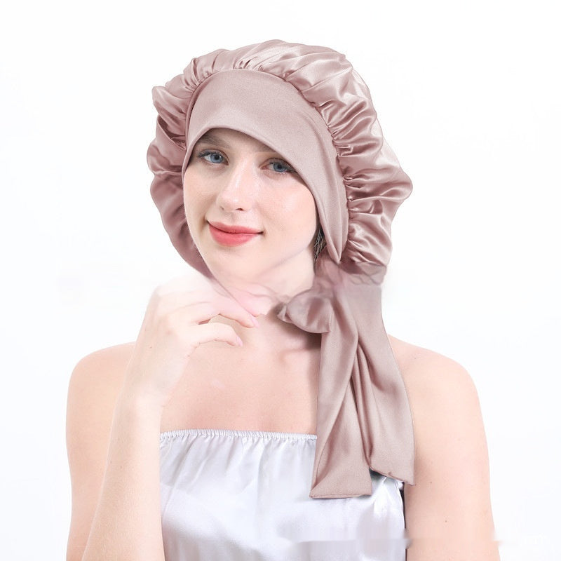Extra Large Stretch European And American Solid Color Ladies Shower Cap