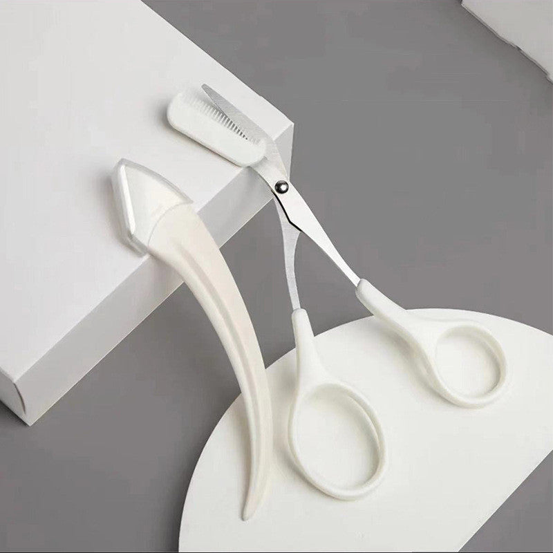 Curved Moon Eyebrow Trimming Knife with Comb - Small Beauty Gadget