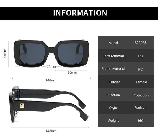 Classic Retro Square Sunglasses Large Frame