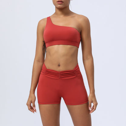 Women's Fitness Running Sports Pleated Yoga Clothes Suit