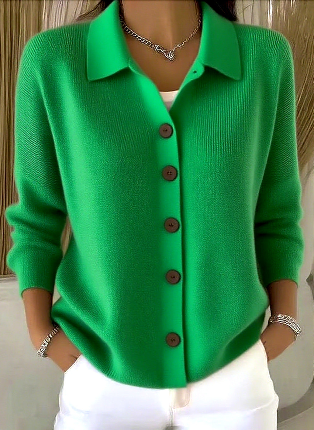 Button-Knitted Lapel Sweater Cardigan Coat for Women- Stylish & Versatile