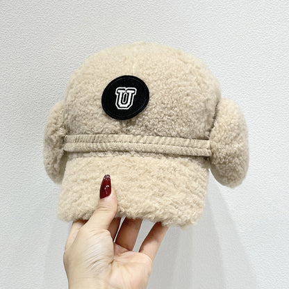 Versatile Letters Lamb Wool Baseball Cap For Women