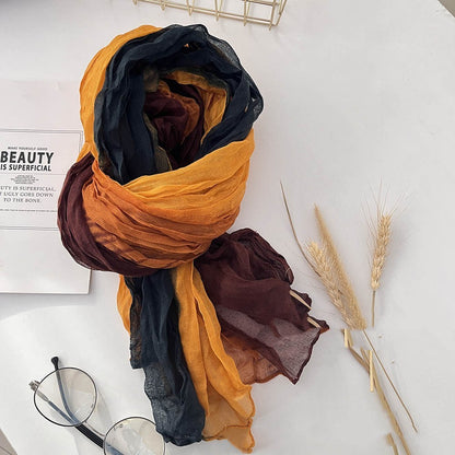 Men's And Women's Color Matching Autumn And Winter Cotton And Linen Feel Long Strip