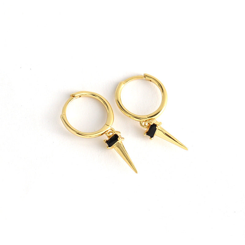 Silver Zircon Cone Hoop Huggies Earrings