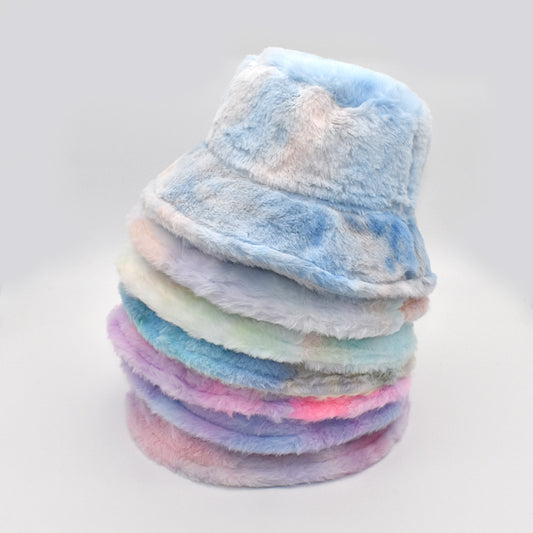 Women's Rainbow Rabbit Hair Fisherman Hat