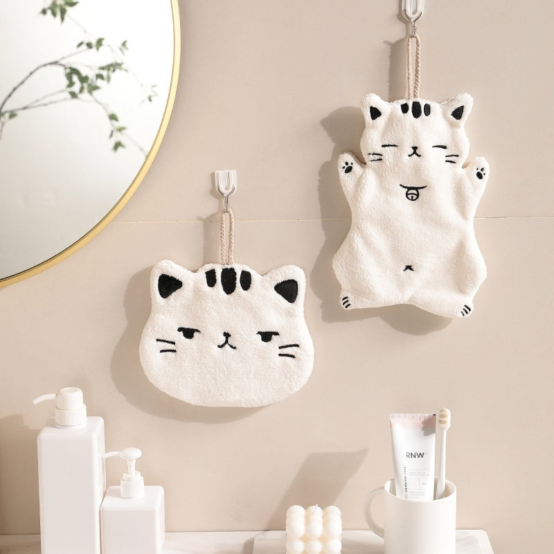 Hand-wiping Small Tower Cute Cat Hand Towel Bathroom Kitchen Hanging Towel