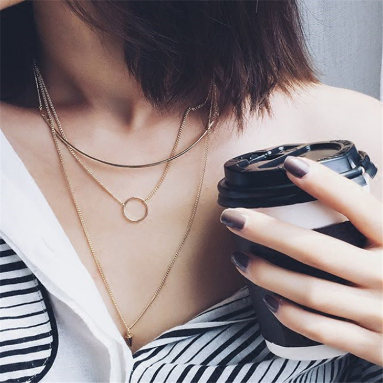 Korean Fashion Multideck Design Long Necklace - Simple Collarbone Kolye for Women