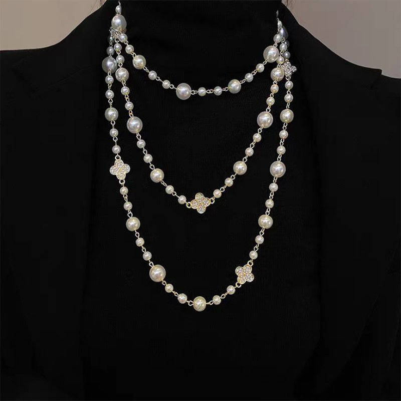 Retro Multi-layer Pearls Necklace - Fashion Long Sweater Chain for Women
