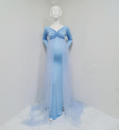 Pregnant Woman Photo Tube Top Chiffon Dress