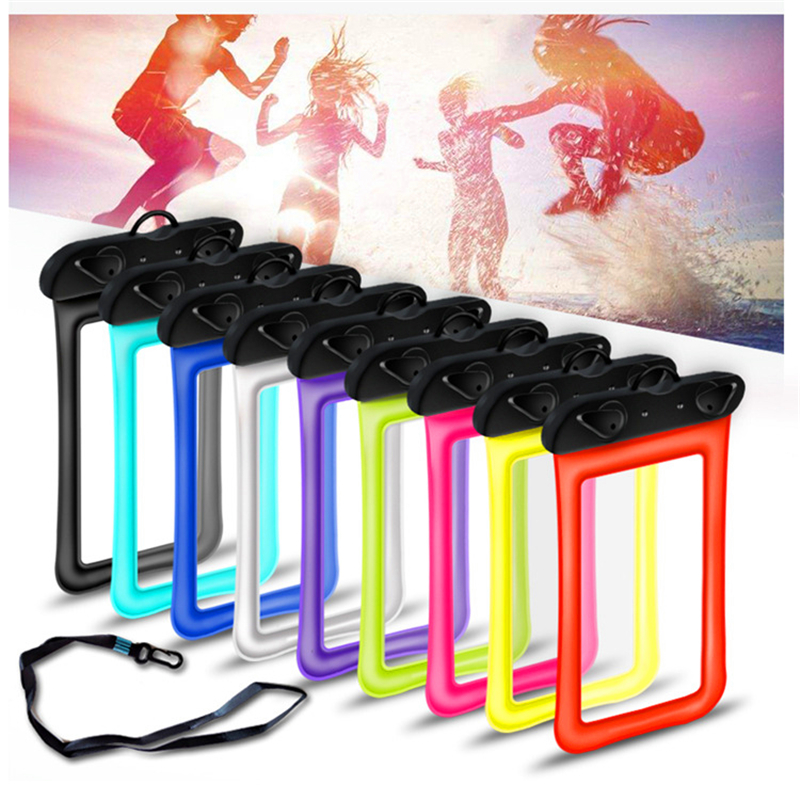 Colorful phone holders with lanyards on a white background