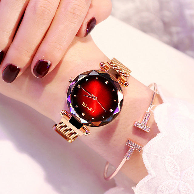 Rose Gold Women’s Starry Sky Magnet Strap Watch