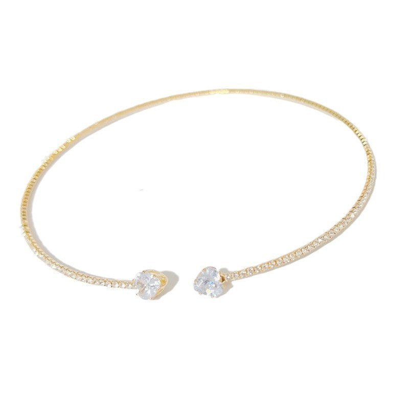Fashion Jewelry Rhinestone Heart Collar Choker Necklace