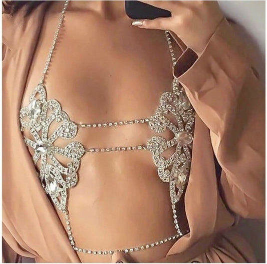 European and American Bikini Crystal Rhinestone Body Chain – Elegant Geometric Design