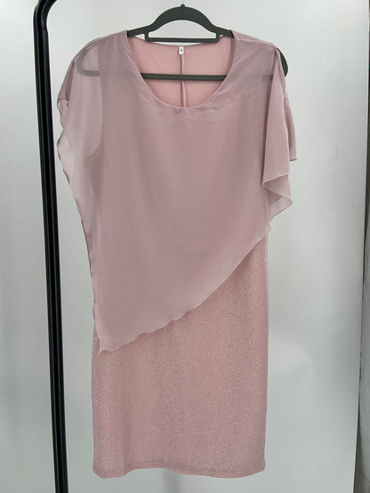 European And American Plus Size Solid Color Chiffon Fake Two-piece Slim Fit Sheath Sexy Party Formal Dress Women