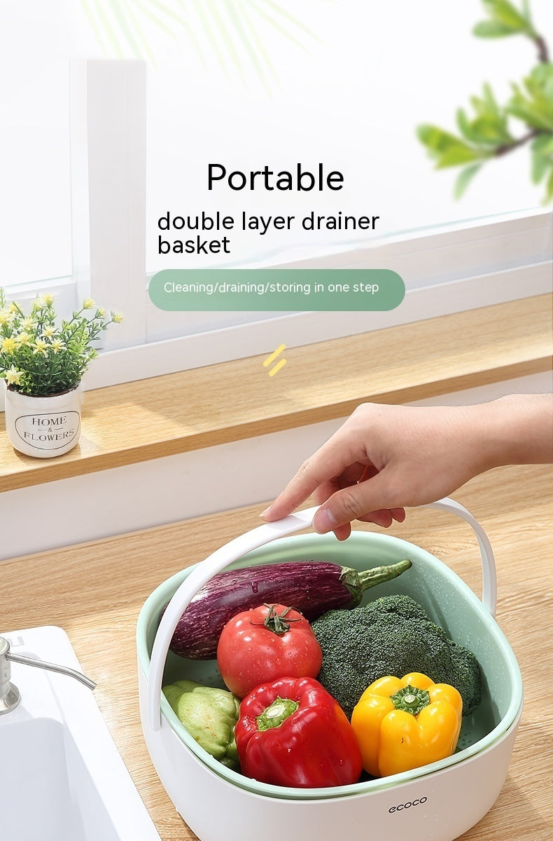 Washbasin Multi-functional Kitchen Double Layer Drain Basket