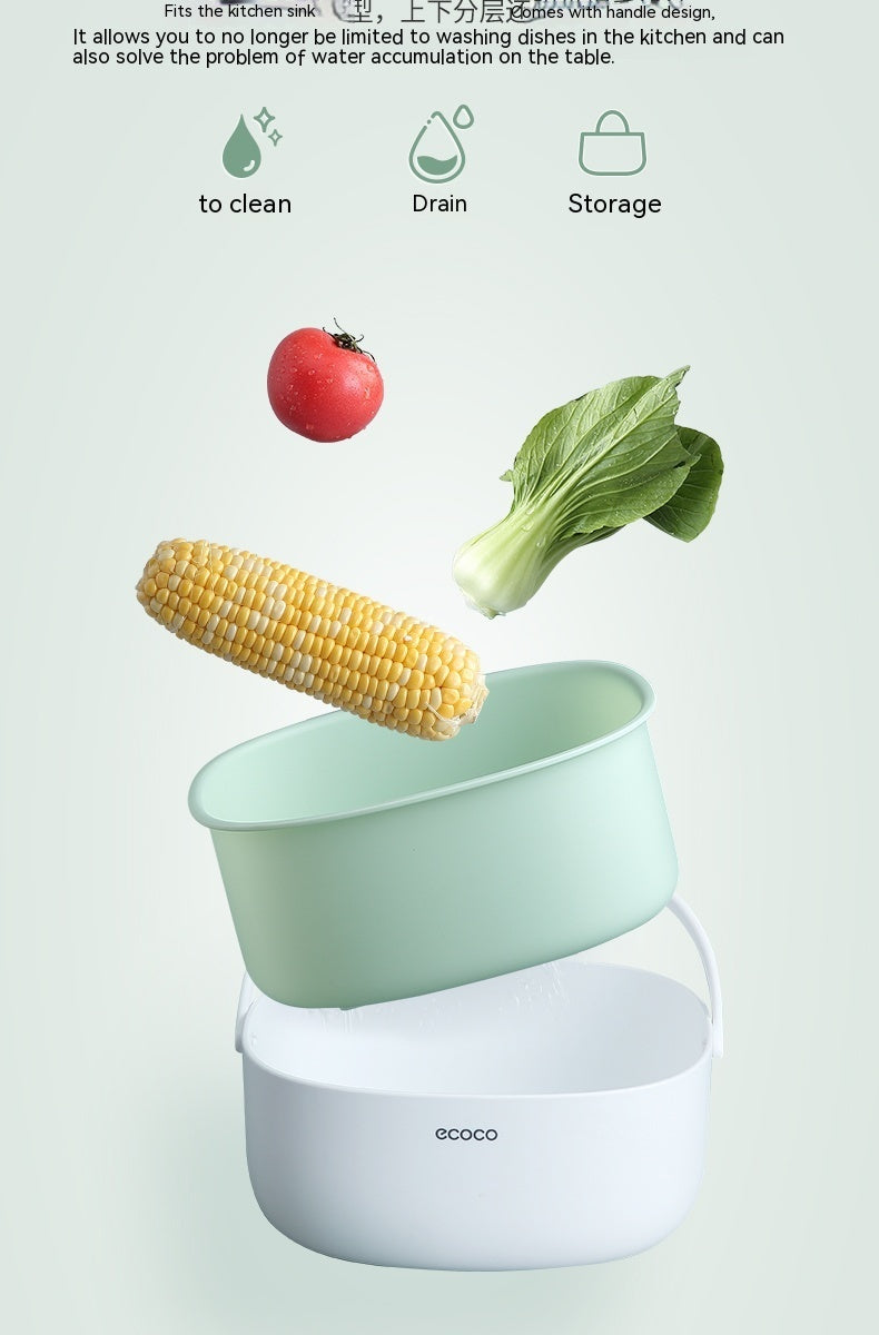 Washbasin Multi-functional Kitchen Double Layer Drain Basket