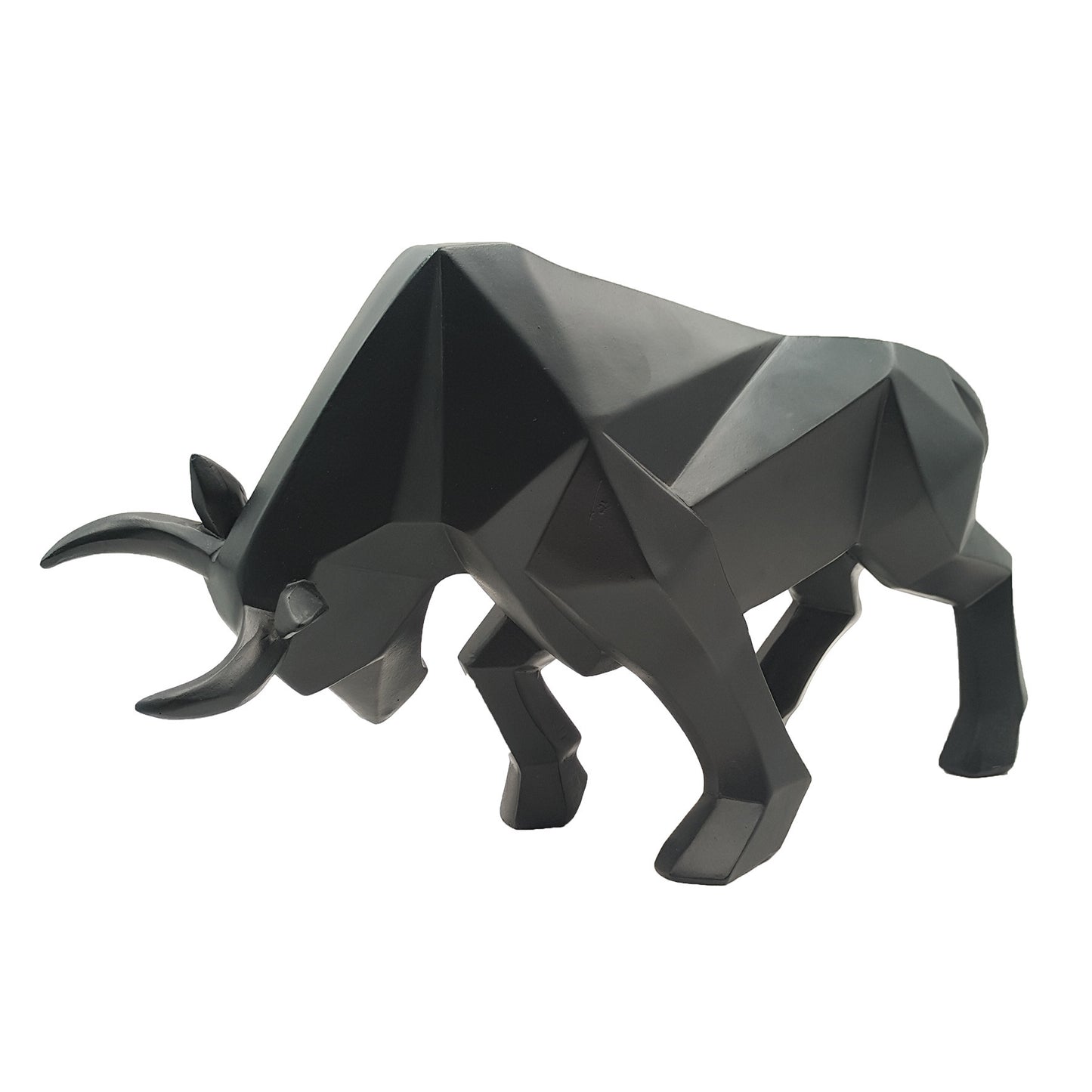 Modern Geometric Resin Bull Sculpture