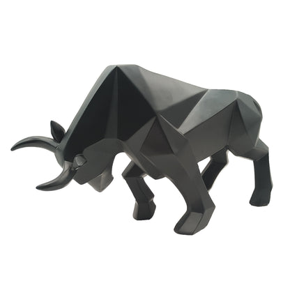 Modern Geometric Resin Bull Sculpture
