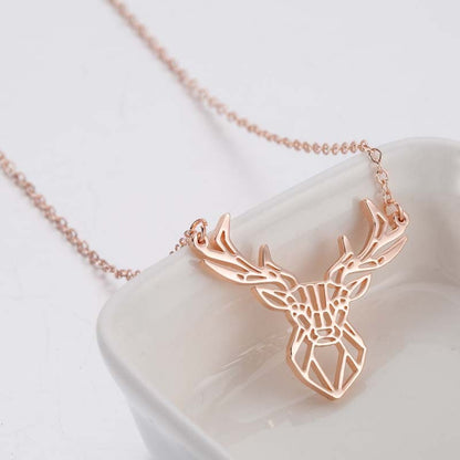 Antler pendant animal necklace female