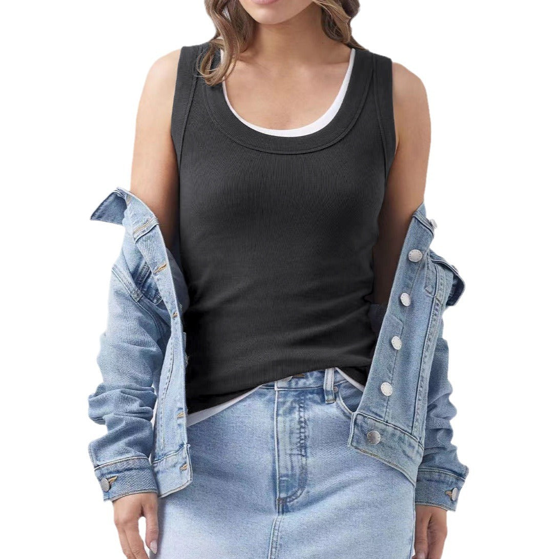 Women's Summer Wear Solid Color Sleeveless Top