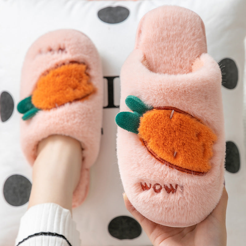 Bag heel thick-soled warm plush cotton slippers