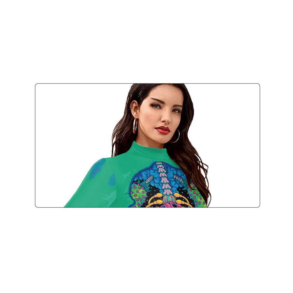 Women's Human Skeleton Digital Printing Jumpsuits for Performance