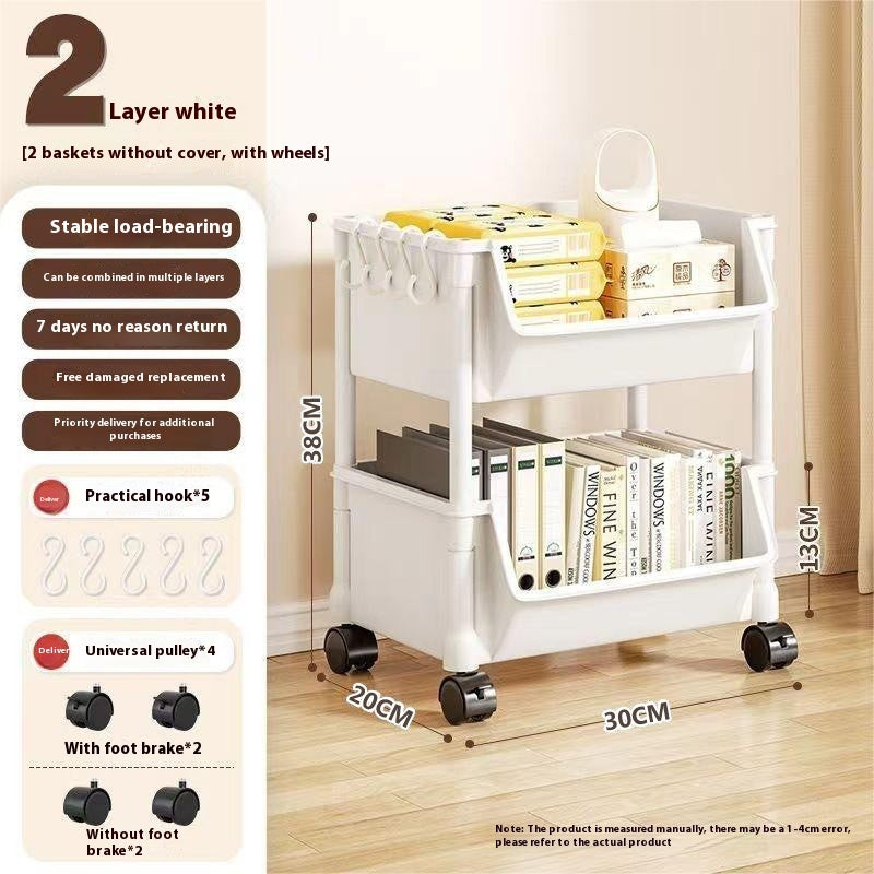Floor Storage Rack Trolley Multi-layer Living Room And Bedroom With Wheels