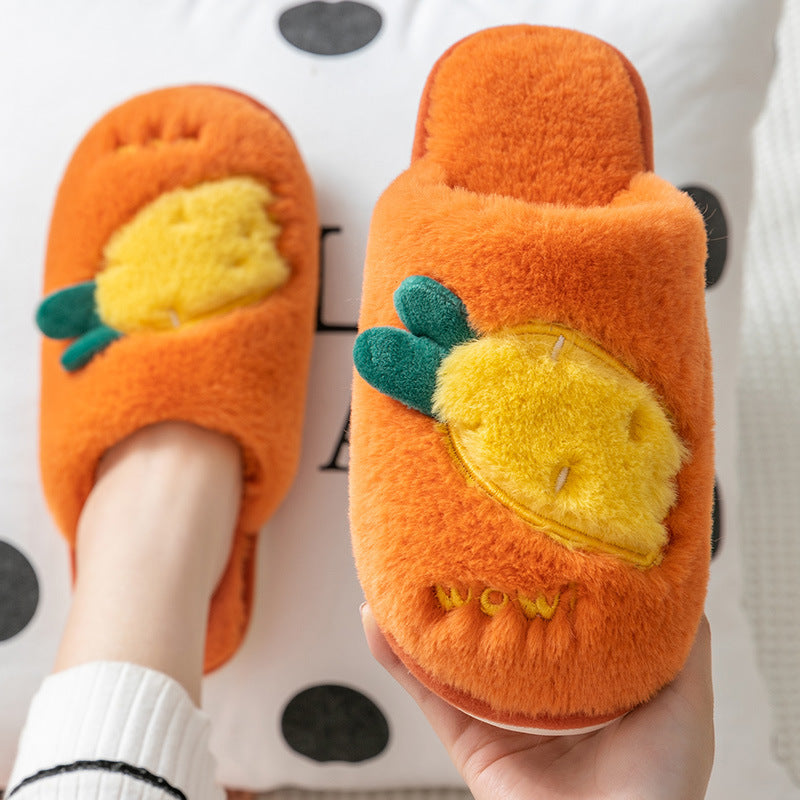 Bag heel thick-soled warm plush cotton slippers