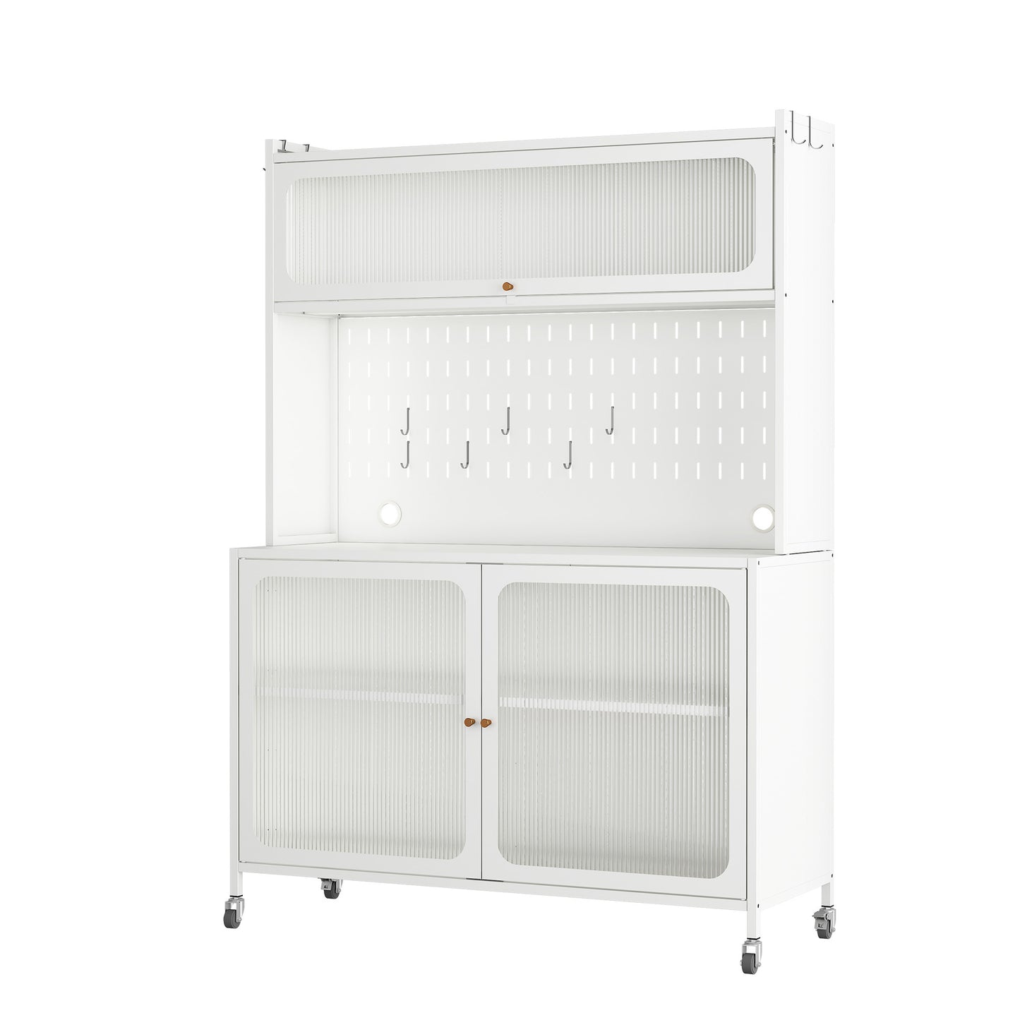 Kitchen Pantry Cabinet, Tall Storage Cabinet With Glass Doors & Adjustable Shelves, Cabinet Cupboard For Kitchen, Living Room, Dinning Room, White