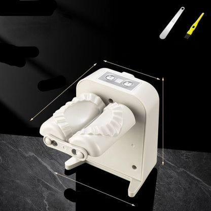 White electric foot massager with dimensions on a black background