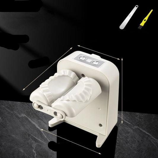 White electric foot massager with dimensions on a black background