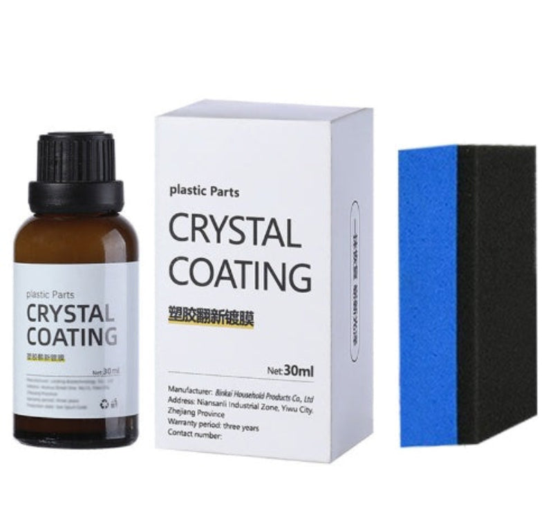 Crystal coating bottle and packaging with a sanding block on a white background